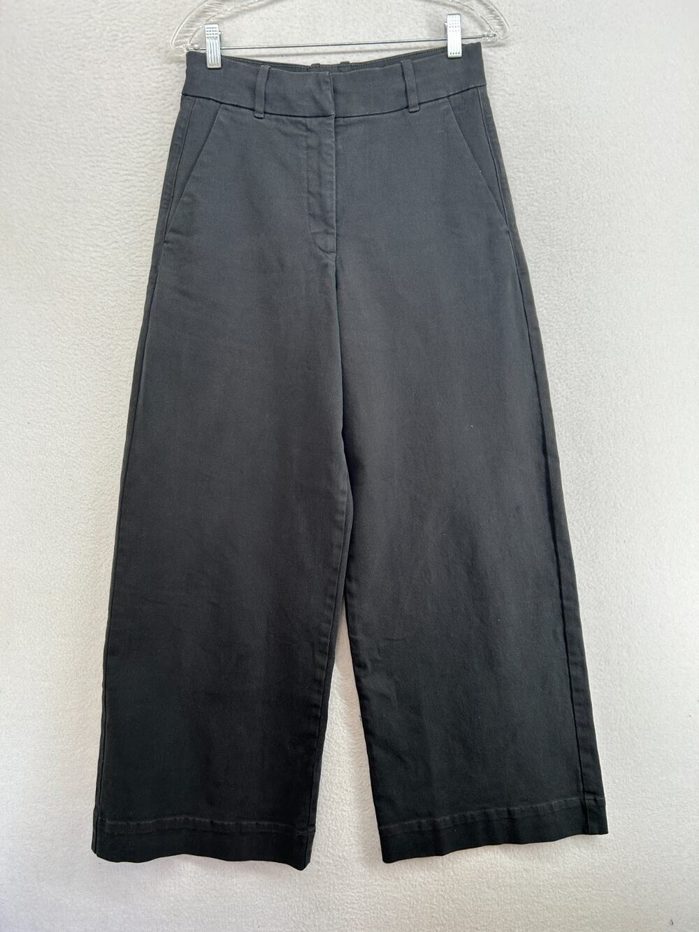 EVERLANE Pants 4 Wide Leg Hi-Rise Trouser Full Length Organic Cotton Twill Black